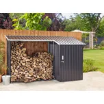 Zahradní domek na nářadí šedý ocelový kůlna se střechou na odkládání dřeva a nářadí venkovní úložný prostor Beliani