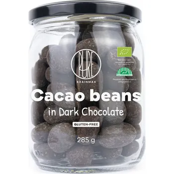 Čokoláda BrainMax Pure BrainMax Pure® Kakaové boby v hořké čokoládě, BIO, 285 g *CZ-BIO-001 certifikát