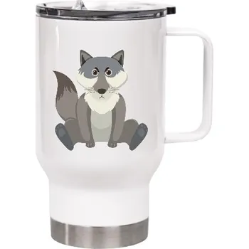 Termohrnek Cestovní termohrnek s uchem s potiskem Vlk