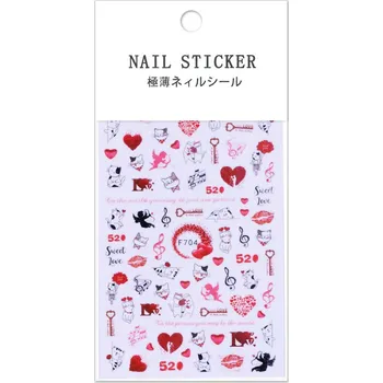 Umělé nehty Valentýnská samolepka na nehty tenká - Mix