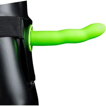 Připínací penis Ouch! Glow in the Dark Curved Hollow Strap-on 8" 20cm