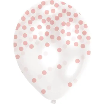 Balónek Balónek konfety rose gold, 6 ks, 28 cm