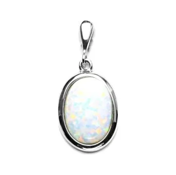 Přívěsek Stříbrný přívěsek bílý opál - P1454 (Stříbrný přívěsek s opálem 10 x 14 mm)