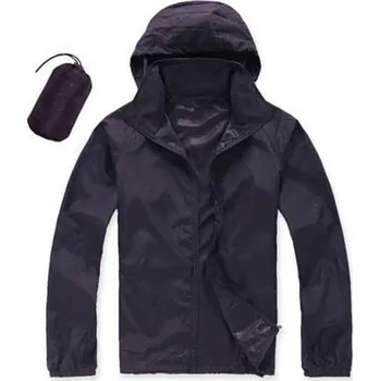 Pánská bunda Letní voděodolná bunda do tašky s kapucí Barva: Fialová, Velikost: M