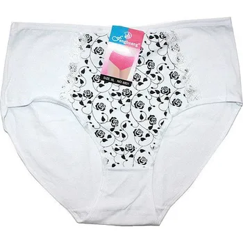 Dámské kalhotky do pasu s kytičkový vzor bílé 6801