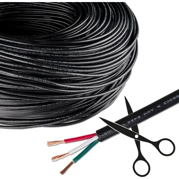 elektrický kabel kabel 3x0,75mm2, černý PVC plášť, barva červená/zelená/bílá ML-733.022.21.0