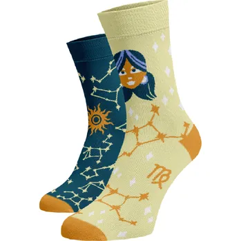 Dámské ponožky Veselé ponožky Znamení zvěrokruhu Panna Tmavě modrá Bavlna 39-41
