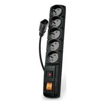 Přepěťová ochrana Acar F5 IEC 1.5m kabel, 5 zásuvek, přepěťová ochrana, C14 do UPS, černý