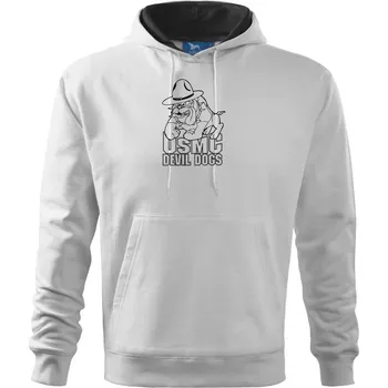 Pánská mikina US Marine Devil Dog - Mikina pánská Cape s kapucí - 4XL ( Bílá )