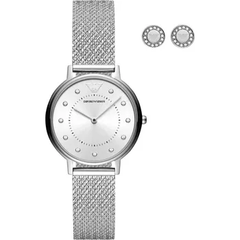 Hodinky Emporio Armani Hodinky + náušnice KAPPA | Barva:stříbrný | Velikost:OS