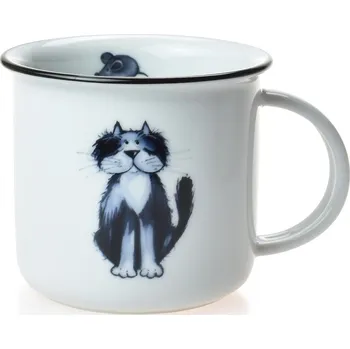 Český porcelán, Dubí Hrnek Tina porcelánový plecháček, kočky - 250 ml
