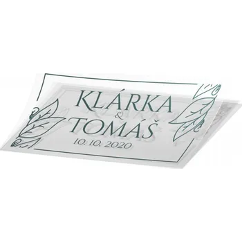 Svatební dekorace Svatební samolepka obdélník s listy