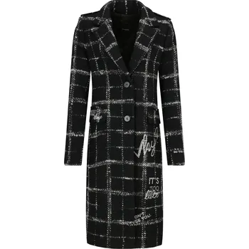 Dámský kabát Pinko Vlněný kabát EVERY TIME | Barva:černý | Velikost:38