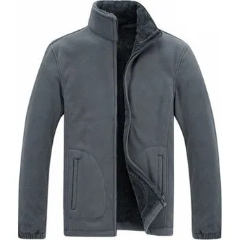 Pánská softshellová bunda Pánska teplá bunda z fleecu bez kapucne na zips Barva: Světle Šedá, Velikost: 3XL