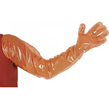 Vyšetřovací rukavice Rukavice VET basic, 90 cm dlouhé vyšetřovací, oranžové, 100ks v kartonu