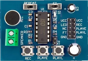 Elektronická stavebnice Tipa Hlasový záznamník s ISD1820 modul pro záznam zvuku