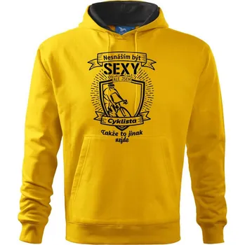 Pánská mikina Nesnáším být sexy cyklista / Nesnáším být sexy cyklistka - Mikina pánská Cape s kapucí - 5XL ( Žlutá )