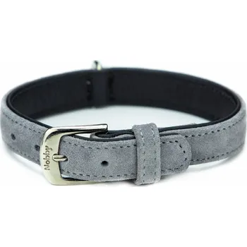 Obojek pro psa Nobby VELOURS obojek ze semišové kůže L-XL 60cm šedá