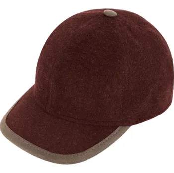 Kšiltovka Fiebig - Headwear since 1903 Kšiltovka zimní bordó vlněná s koženým kšiltem (ušní klapky) - Fiebig Velikost: 59 cm (L)