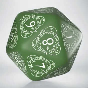 Hrací kostka Kostka D20 Level Counter Green and White 30 mm