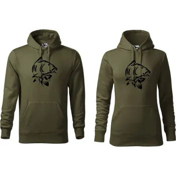 Dámská mikina RYBÁŘSKÉ SAMOLEPKY.CZ Dámská a Pánská mikina s KAPREM pro páry Dámská velikost: 2XL, Pánská velikost: M