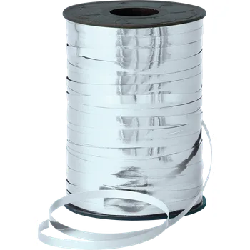 Balónek Qualatex Stuha vázací 2m - metalická stříbrná