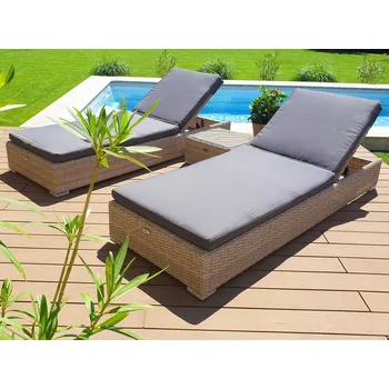 Zahradní lehátko Umělý ratan Lehátkový set latte/šedá