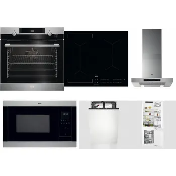 Set domácích spotřebičů AEG Mastery SteamBake BCK455350M + AEG Mastery Bridge IKE64441IB + AEG Mastery DBB5660HM + AEG Mastery MSB2547D-M + AEG Mastery GlassCare FSE73407P + AEG Mastery FlexiShelf SCE818D3LC
