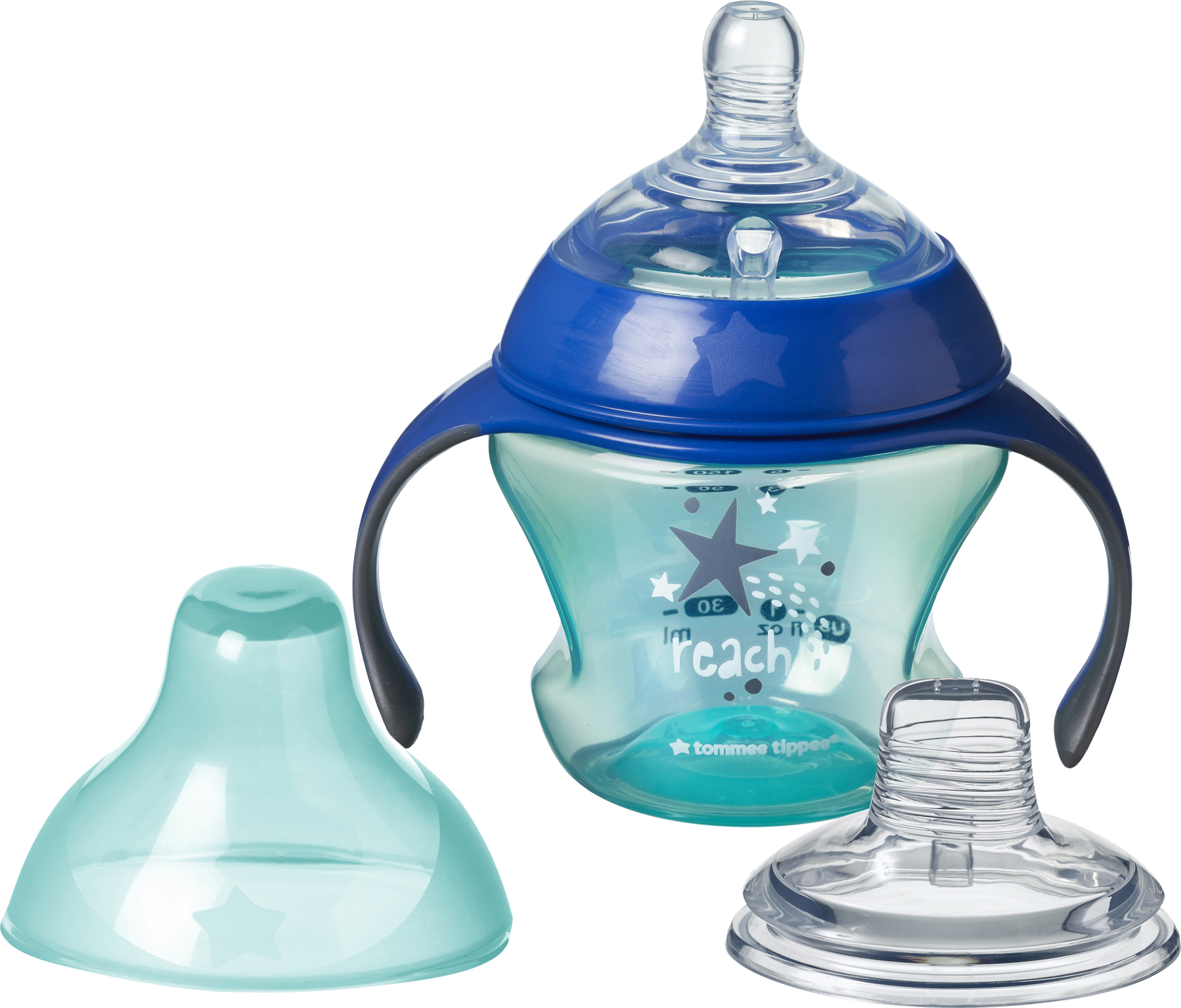 Tommee Tippee Přechodový hrnek se savičkou a pítkem 150 ml modrý - Zbozi.cz