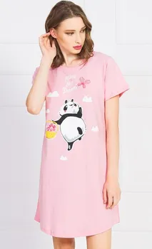 Dámská noční košile Vienetta Dámská noční košile s krátkým rukávem Panda lososová