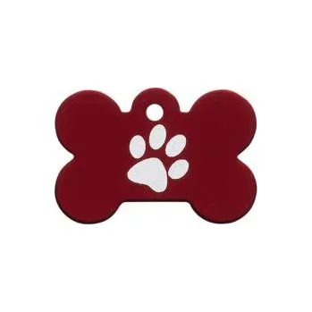 psí známka Psí známka Kost velká červená - Tlapka 38x26 mm
