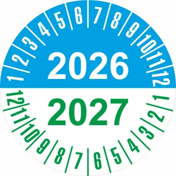 Papír Revizní štítek 2026-2027 samolepící vinylová fólie 25 mm aršík 30 kusů