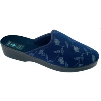 Dámská obuv Dámské pantofle přezůvky ADANEX bio 18567 modré s květy uzavřená špička velikost: 39