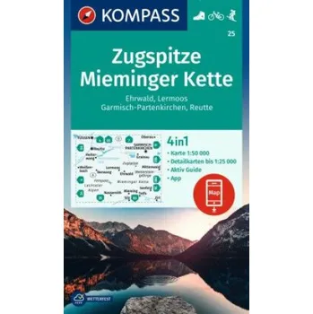 KOMPASS Wanderkarte 25 Zugspitze, Mieminger Kette, Ehrwald, Lermoos, Garmisch-Partenkirchen, Reutte 1:50.000 (DE)