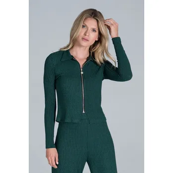 Dámská mikina Krátká mikina s dlouhým rukávem a límečkem M823 Barva: Zelená, Velikost: M