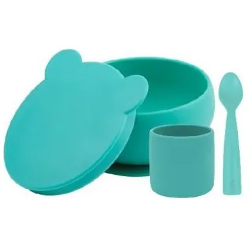 dětská jídelní sada Minikoioi set na stolování BLW I - Aqua Green