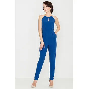 Dámský overall Klasický overal s řetízkem kolo krku K338 LENITIF Barva: Modrá, Velikost: M