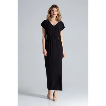 Dámské šaty Maxi šaty s gumičkou v pase M668 FIGL Barva: Černá, Velikost: XL