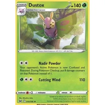Karetní hra Pokémon LOR 010/196 Dustox - Lost Origin Stav: Near Mint, Verze: REVERSE HOLO