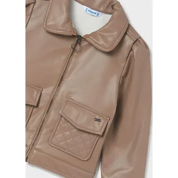 Mayoral Koženková přechodová bunda 4481- vínová, hnědá Velikost: 134, barva: béžová