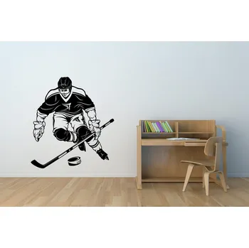 Samolepící dekorace Lepy.cz Samolepka na zeď Hokejista s pukem Velikost (šířka x výška): 95x104cm, Barevná varianta: Světle oranžová