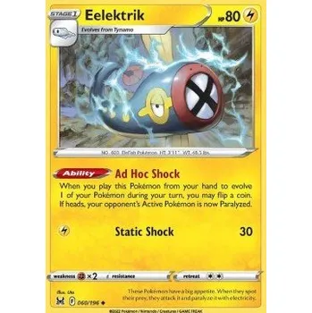 Karetní hra Pokémon LOR 060/196 Eelektrik - Lost Origin Stav: Near Mint, Verze: REVERSE HOLO