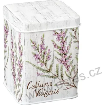 Dóza na potraviny IHR CALLUNA VULGARIS plechová dóza na čaj 7420 vřes obecný s růžovými květy