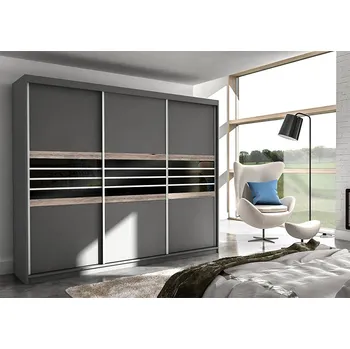 Komoda Šatní skříň STEFANO 250 láva/černá