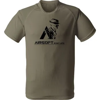 Funkční tričko AIRSOFT is my life - olivová