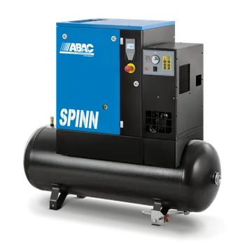 Kompresor ABAC kompresory Šroubový kompresor SPM-5,5/10D-200 příkon 5,5 kW, výtlak 780 l/min, tlak 10 bar, vzdušník 200 l, napětí 400/50 V/Hz + sušička