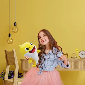 plyšák Plyšová hračka žralok Baby Shark se zvukem - žlutý