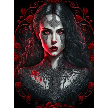 Obraz Fotoplátno 3:4 s potiskem Vampírka a ornamenty