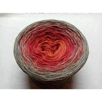 Příze Oheň v krbu 3-nitka 1000m s lurexem (Duhové klubko s lurexem Oheň v krbu)