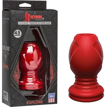 Anální kolík Doc Johnson KINK - Wet Works - Explore - Platinum Premium Silicone Plug 3.5" - Red / anální kolík